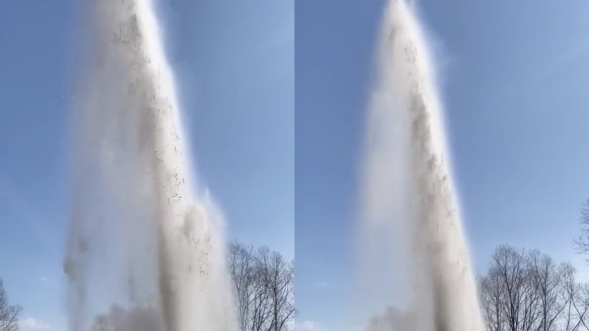 Imagini inedite din județul Suceava! Erupția apei minerale naturale carbogazoase a măsurat 12 metri înălțime