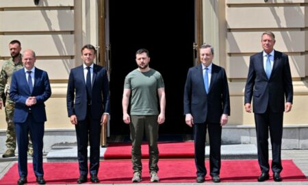 Iohannis, Macron, Scholz și Draghi s-au întâlnit cu Volodimir Zelenski. Dmitri Medvedev i-a atacat pe liderii europeni. FOTO
