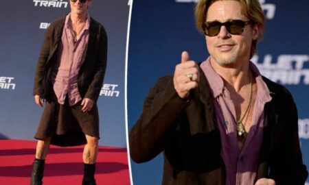 Brad Pitt a apărut în fustă pe covorul roșu. Apariție neașteptată la premiera ”Bullet Train”