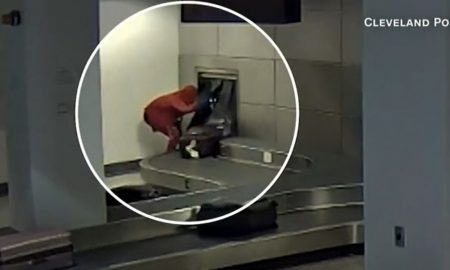 Un bărbat s-a cățărat pe banda de bagaje din aeroport. Motivul halucinant: și-a pierdut pantofii de o mie de dolari. Video