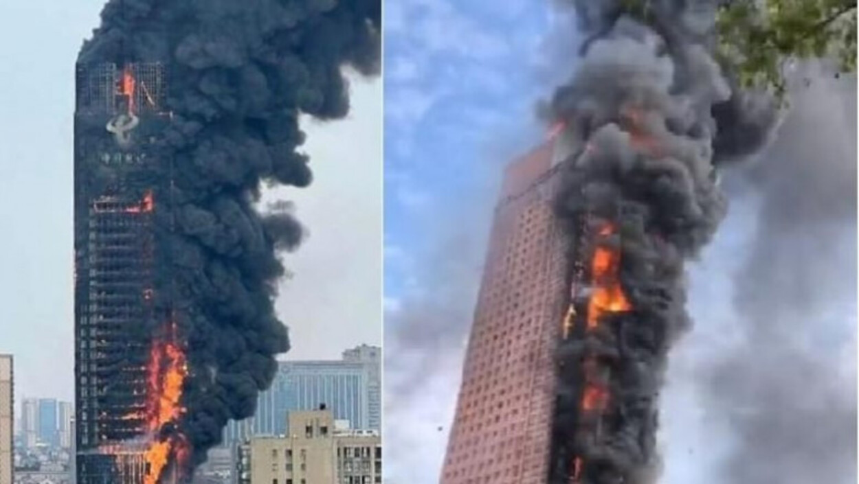 Incendiu de proporții la un zgârie-nori din China, asemănător cu unul dintre turnurile gemene. Imaginile sunt șocante. Video