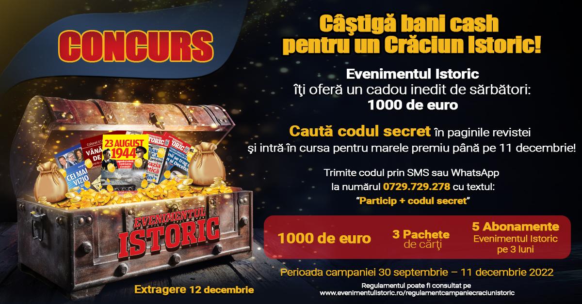 Concurs: Câștigă bani pentru Crăciun! Cumpără noul număr Evenimentul Istoric și intră în cursa pentru un premiu de 1000 euro!