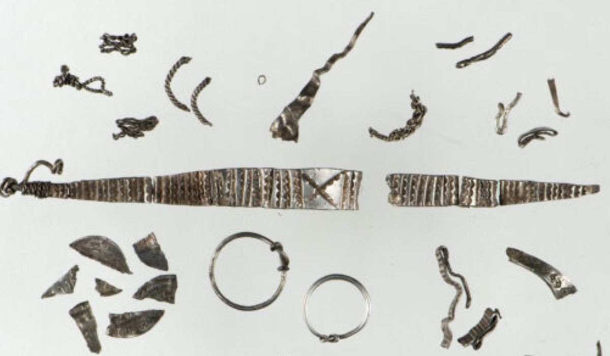 O mare comoară din epoca vikingă a fost descoperită cu un detector de metale la doar câțiva centimetri sub pământ