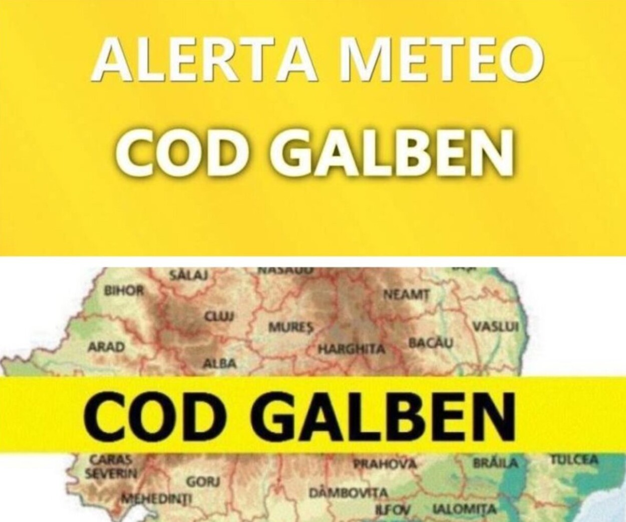Cod Galben de vreme rea în România