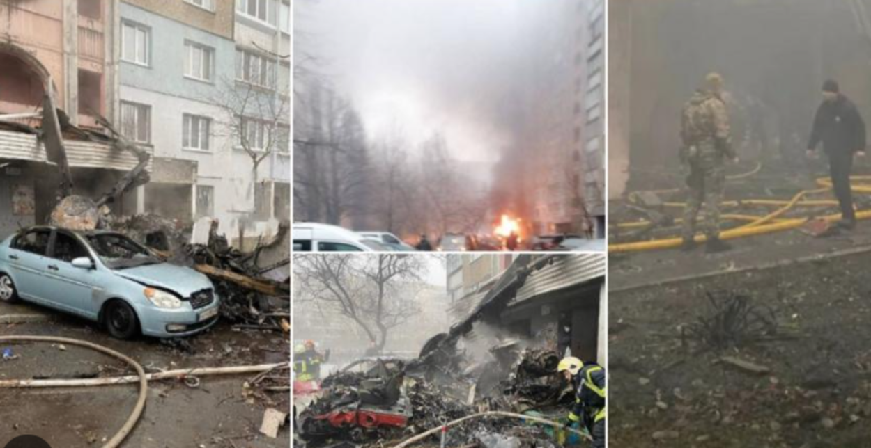Un elicopter s-a prăbușit lângă o grădiniță din Kiev. Cel puțin 18 morți, printre ei și ministrul de interne ucrainean