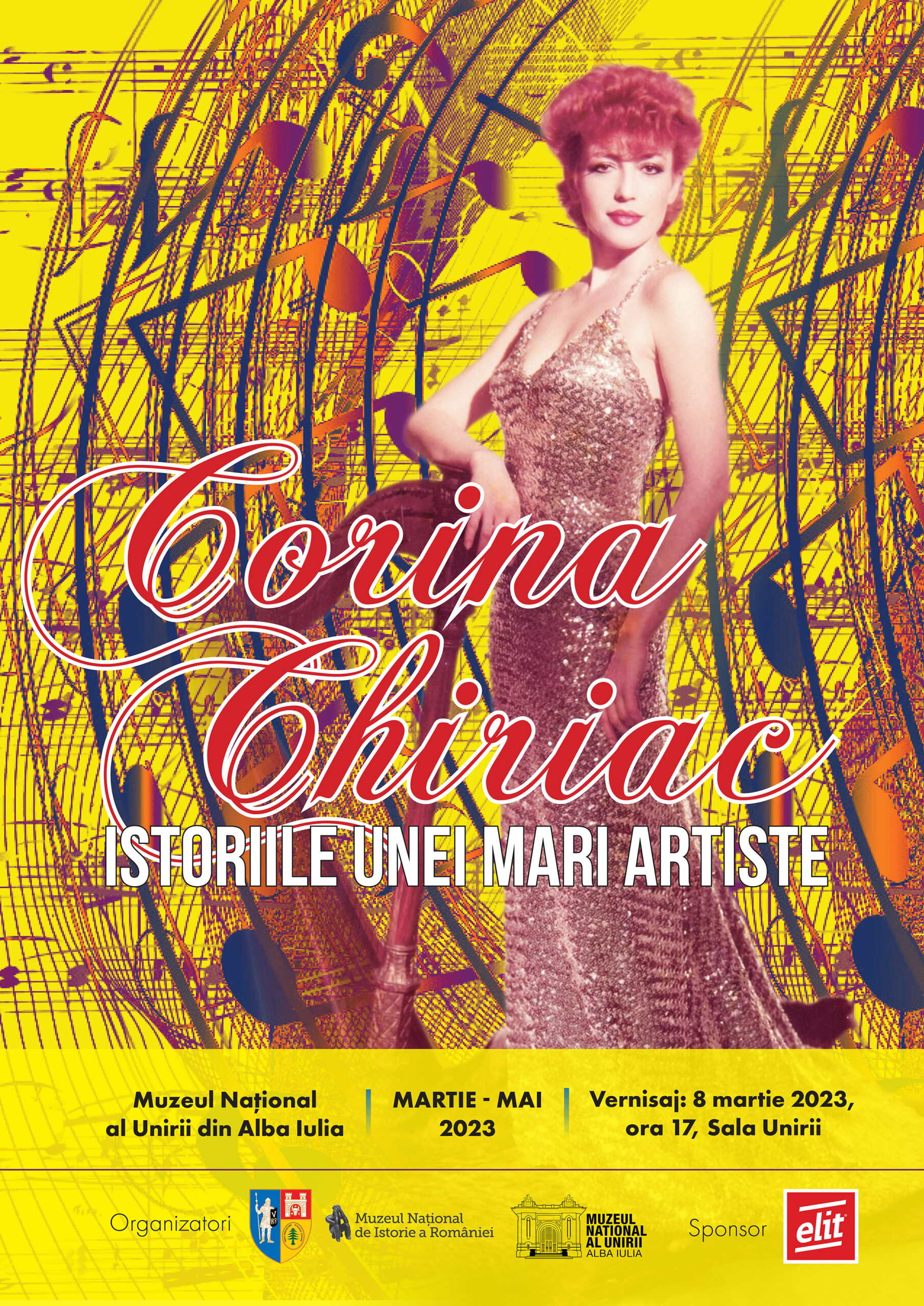 Afis_deschiderea expoziției_Corina Chiriac_istoriile unei mari artiste_Alba Iulia