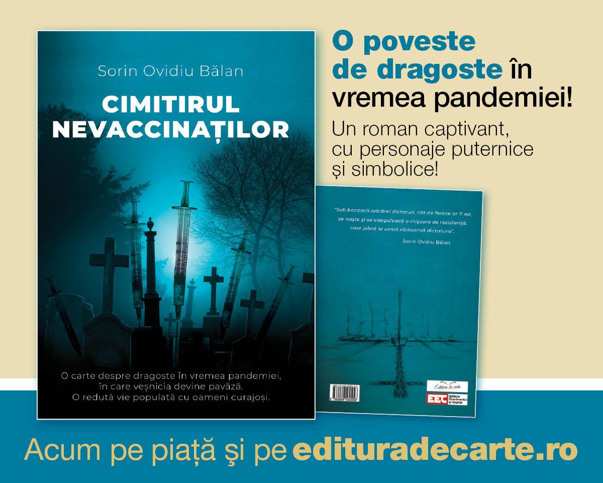 „Cimitirul nevaccinaților”, un roman inspirat din vremuri de pandemie, este disponibil acum pe piață