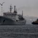 The Admiral Vladimirsky research vessel moors in Vladivostok