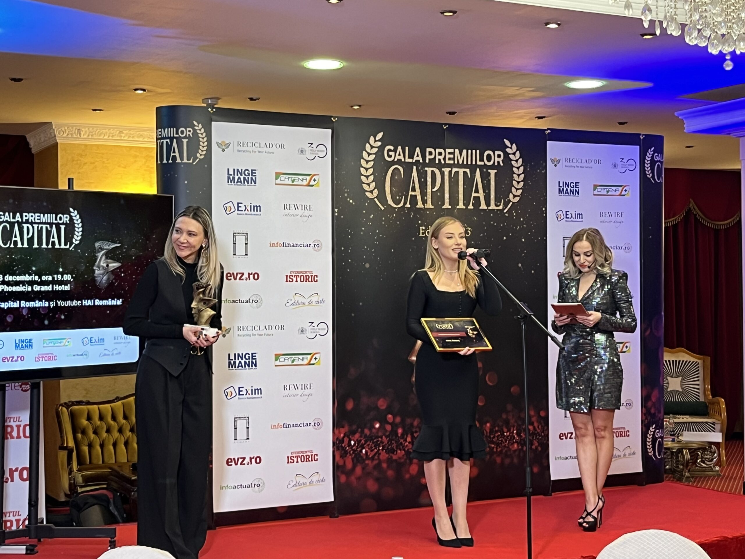 Soprana IRINA BAIANȚ, pe scena Premiilor Capital (sursă foto: Infofinanciar)